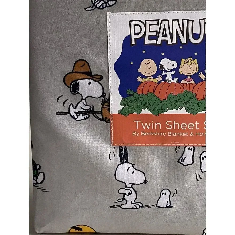 Peanuts Snoopy Halloween TWIN‎ Sheet Set Pumpkin Cactus Cowboy Pumpkin NEW